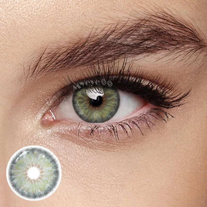 MYEYEBB Petite Iris Grey Green Prescription Colored Contact Lenses
