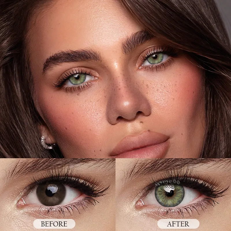 MYEYEBB Petite Iris Grey Green Prescription Colored Contact Lenses