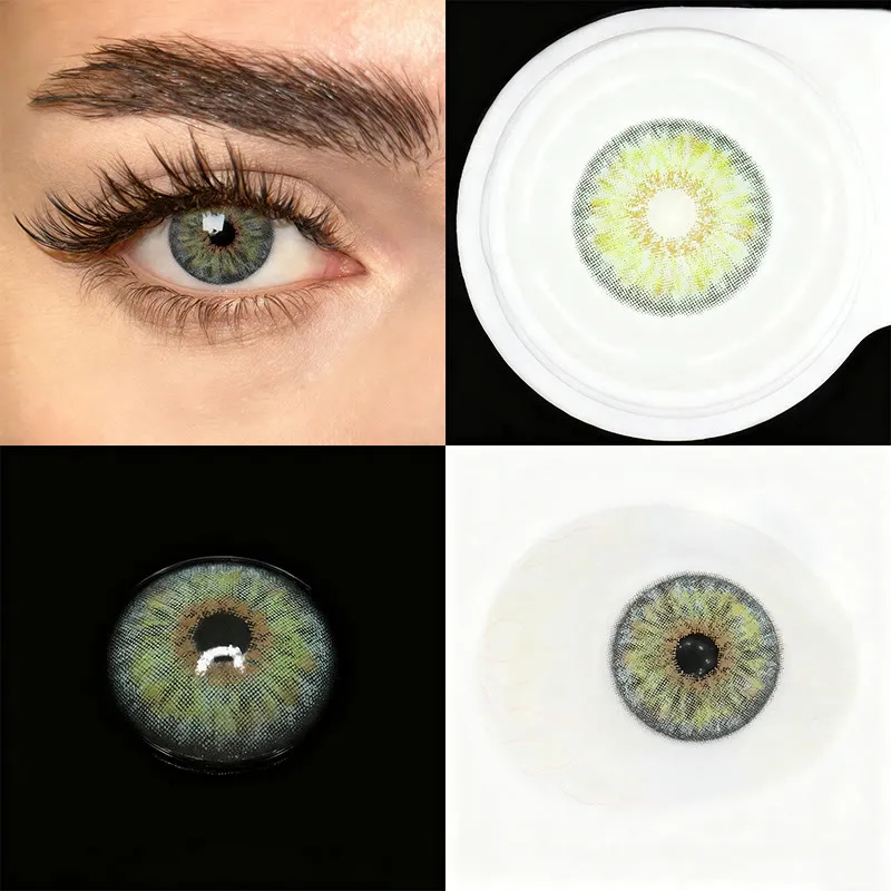 MYEYEBB Petite Iris Grey Green Prescription Colored Contact Lenses