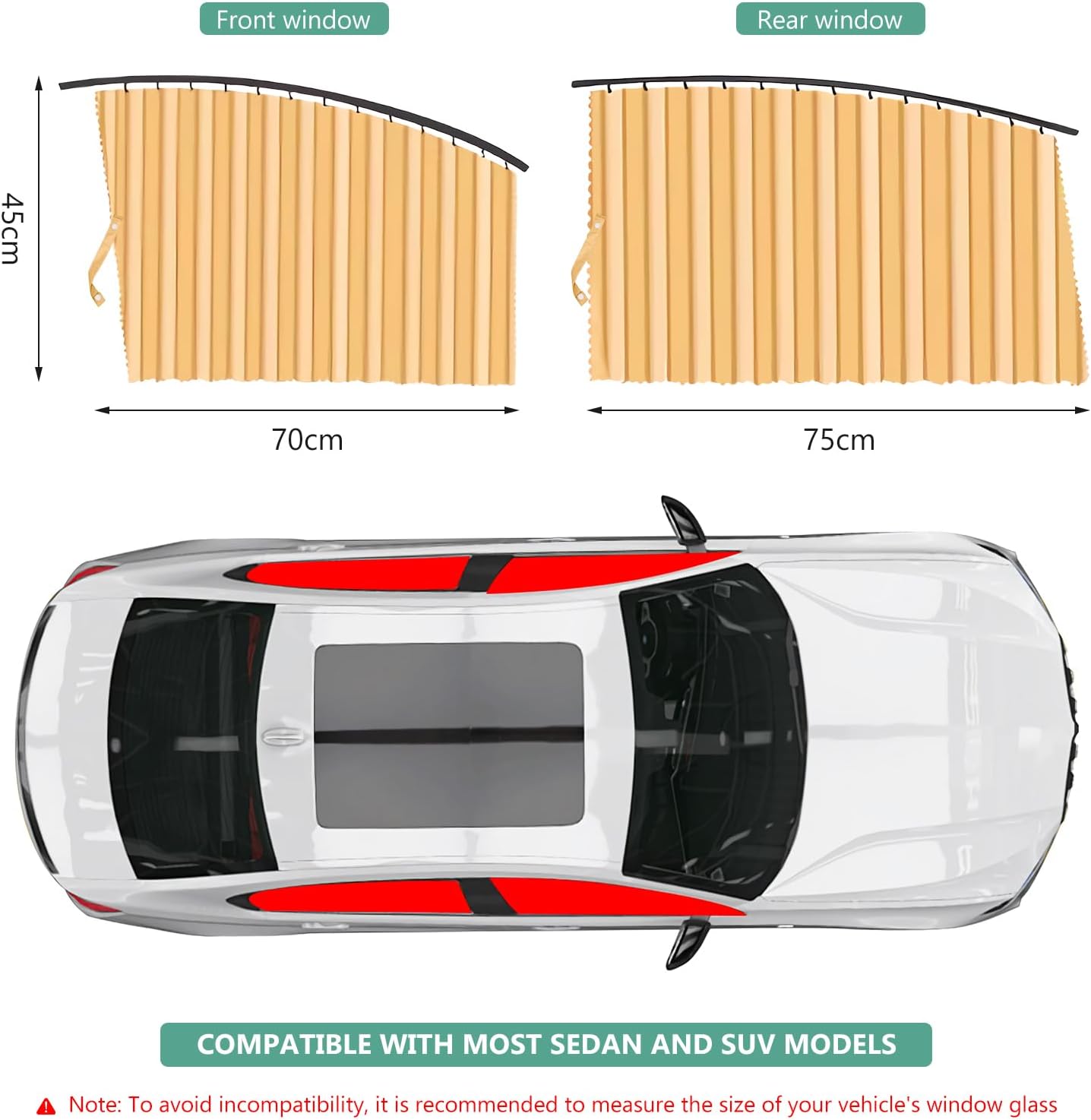 4‑Piece Magnetic Car Window Sun Shades, Front & Rear Side Window Sun Blocker, Heat UV Protection Car Curtain for Sedan SUV Truck, Privacy Automotive Window Shade with Fixing Straps, Gold/Black/Silver