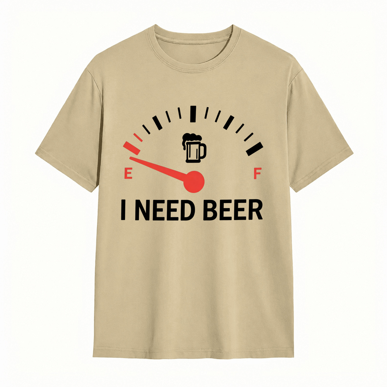 Low Fuel Gauge I Need Beer Funny Graphic T-Shirt