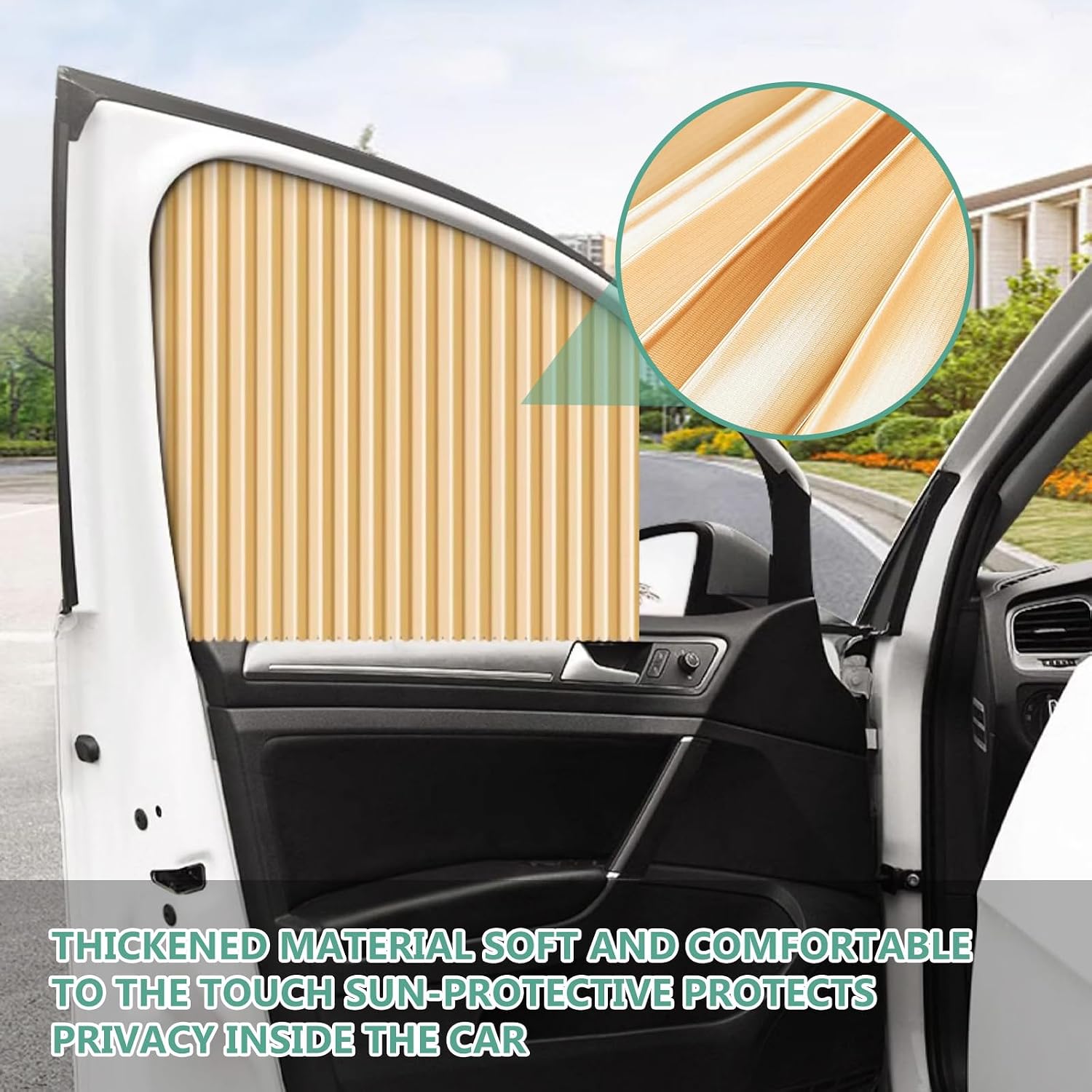 4‑Piece Magnetic Car Window Sun Shades, Front & Rear Side Window Sun Blocker, Heat UV Protection Car Curtain for Sedan SUV Truck, Privacy Automotive Window Shade with Fixing Straps, Gold/Black/Silver