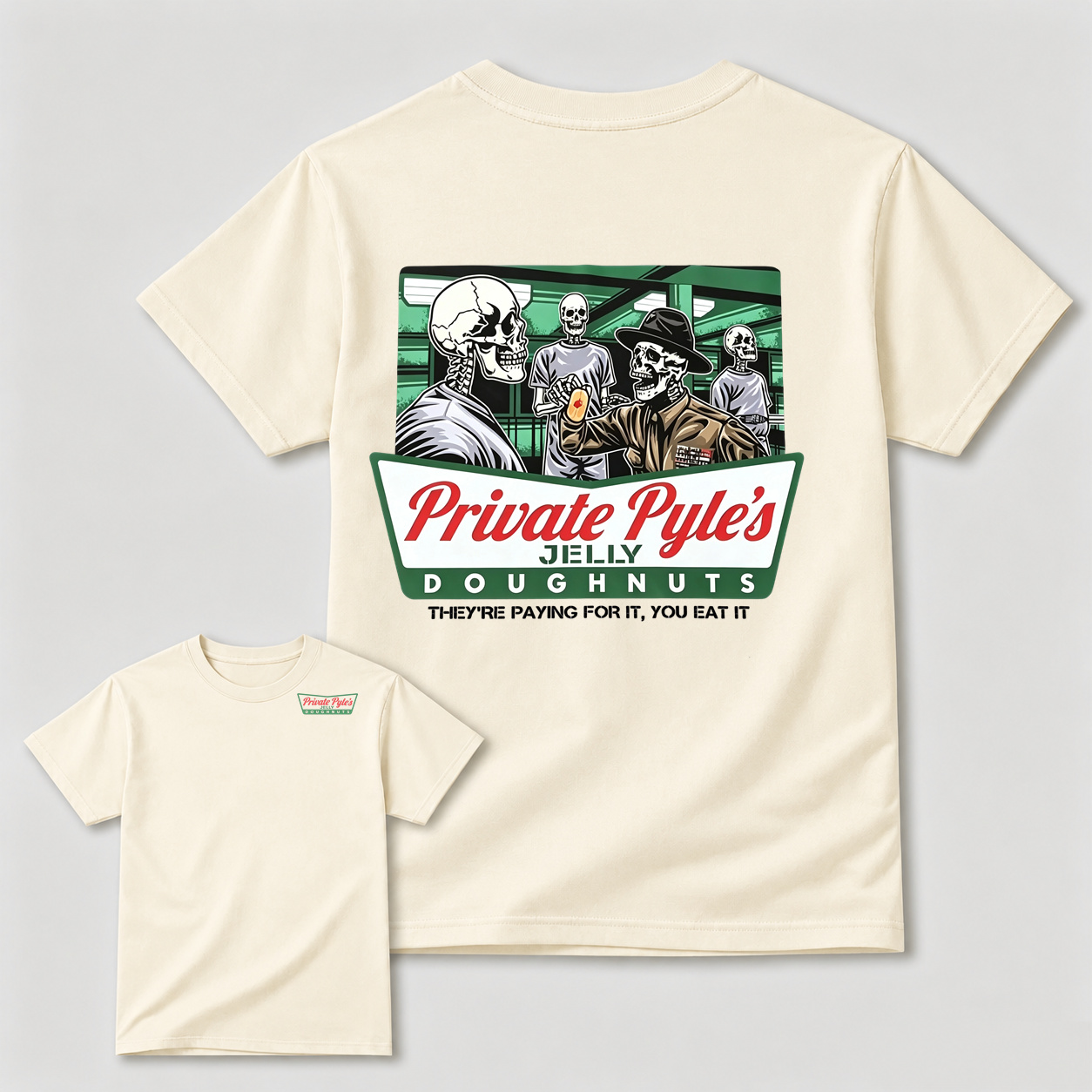 Private Pyle's Jelly Doughnuts Full Metal Jacket Skeleton Graphic T-Shirt
