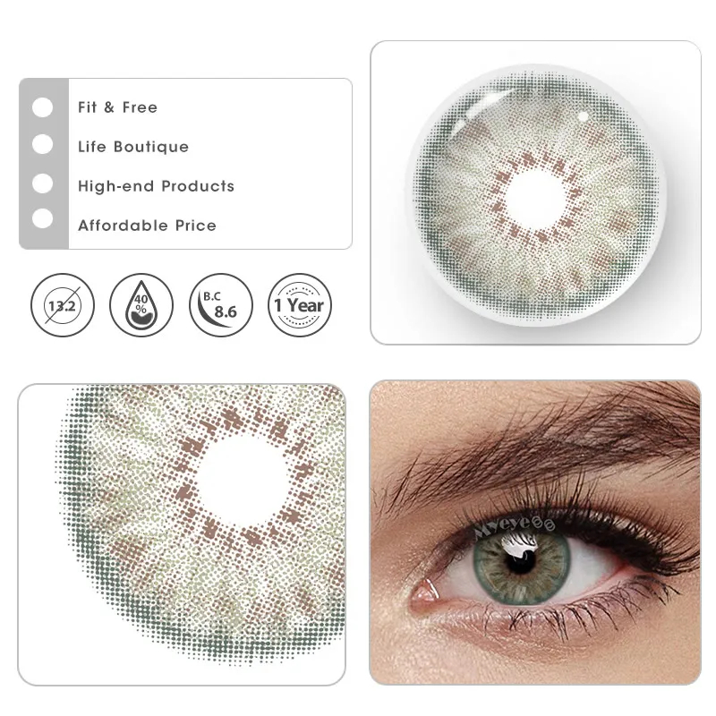 MYEYEBB Petite Iris Olive Green Prescription Colored Contact Lenses