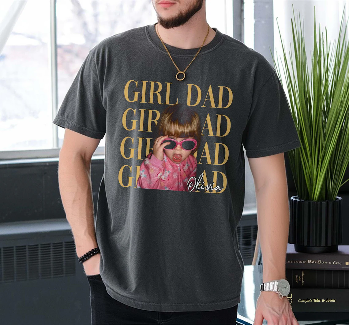 Custom Girl Dad Boy Dad Vintage Dad Shirt With Kids Photo For Fathers Day Gift
