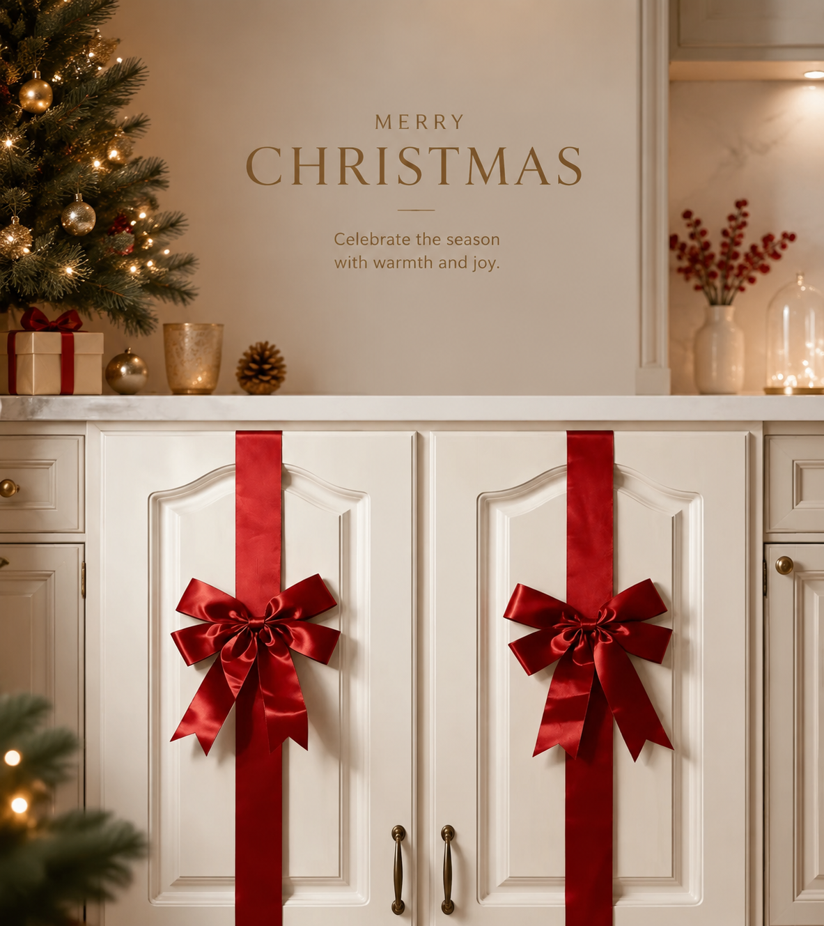 Christmas Velvet Cabinet Bow