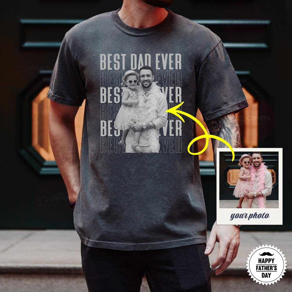 Custom Best Dad Ever Shirt Vintage Dad Shirt With Kids Photo For Fathers Day Gift