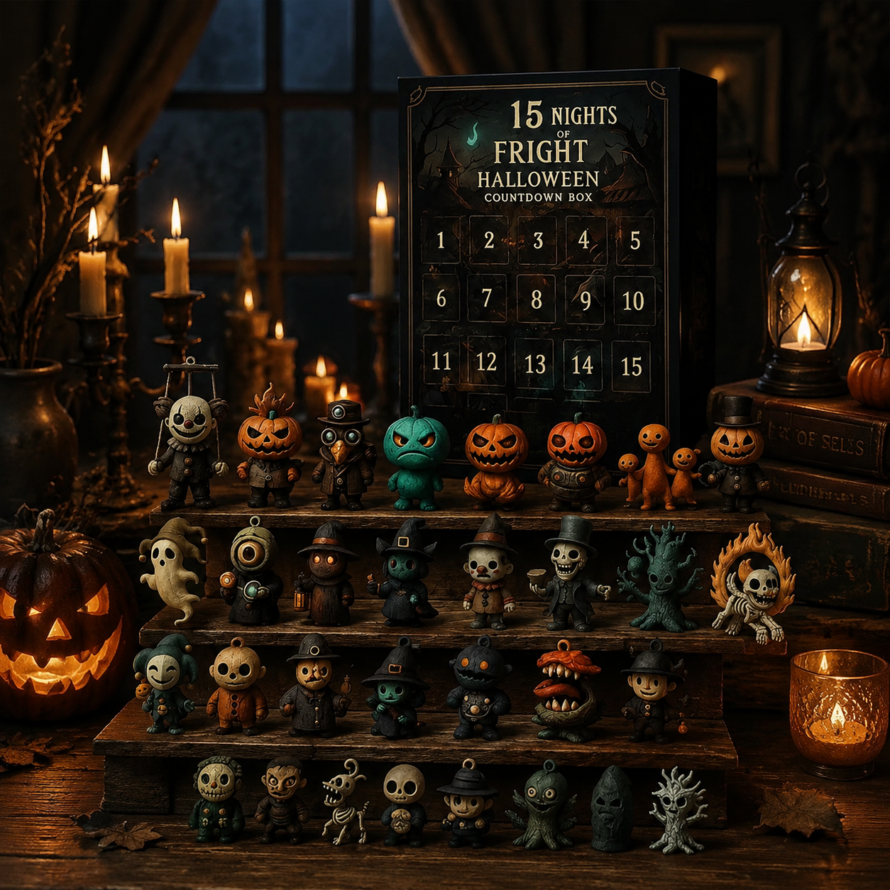 31 Nights of Fright Halloween Countdown Box, Horror Figurines Advent Calendar, Spooky Mini Collectible Decor for Halloween