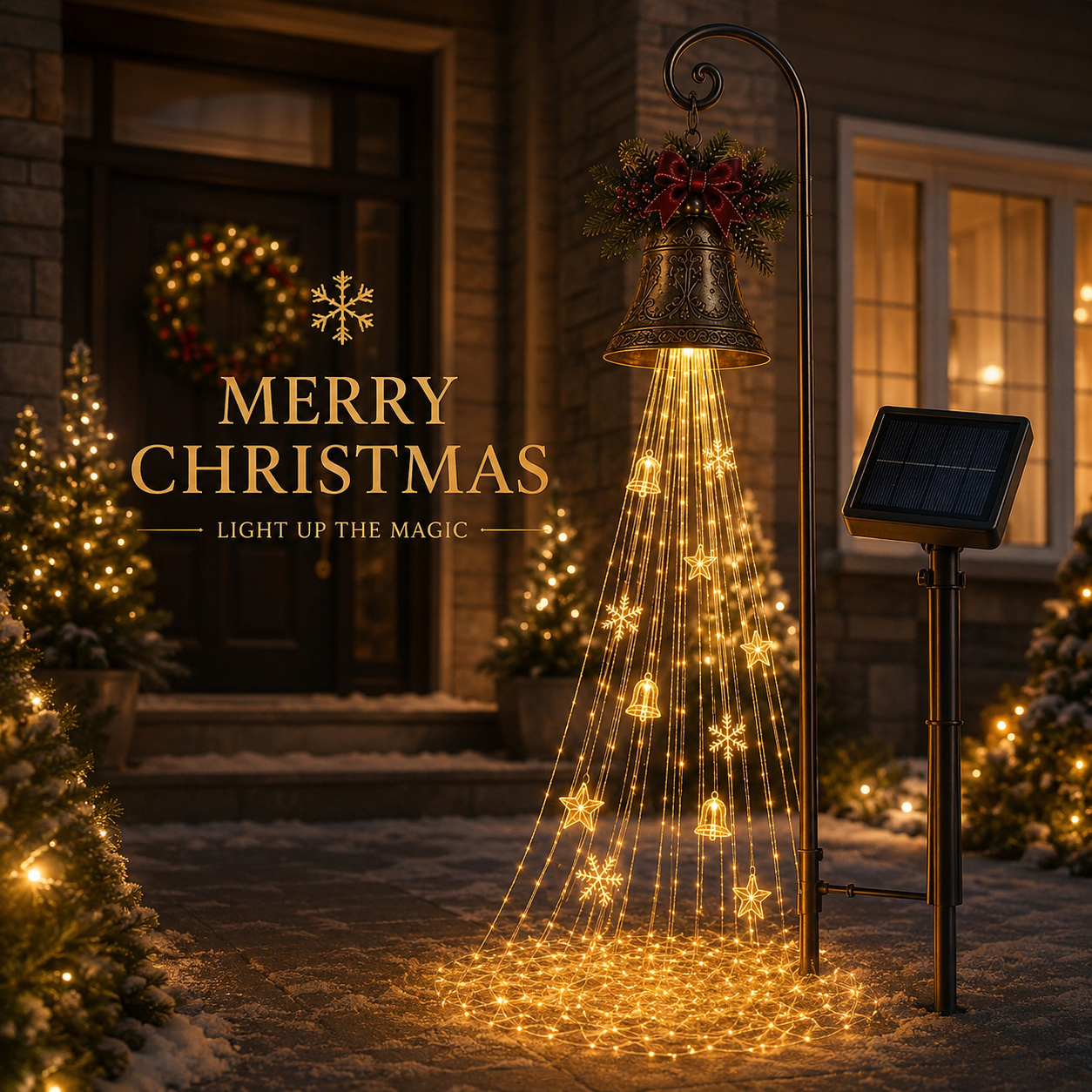 🔥Hot Sale 49% OFF | 🎄 Christmas Bell Cascade Solar Yard Light ✨