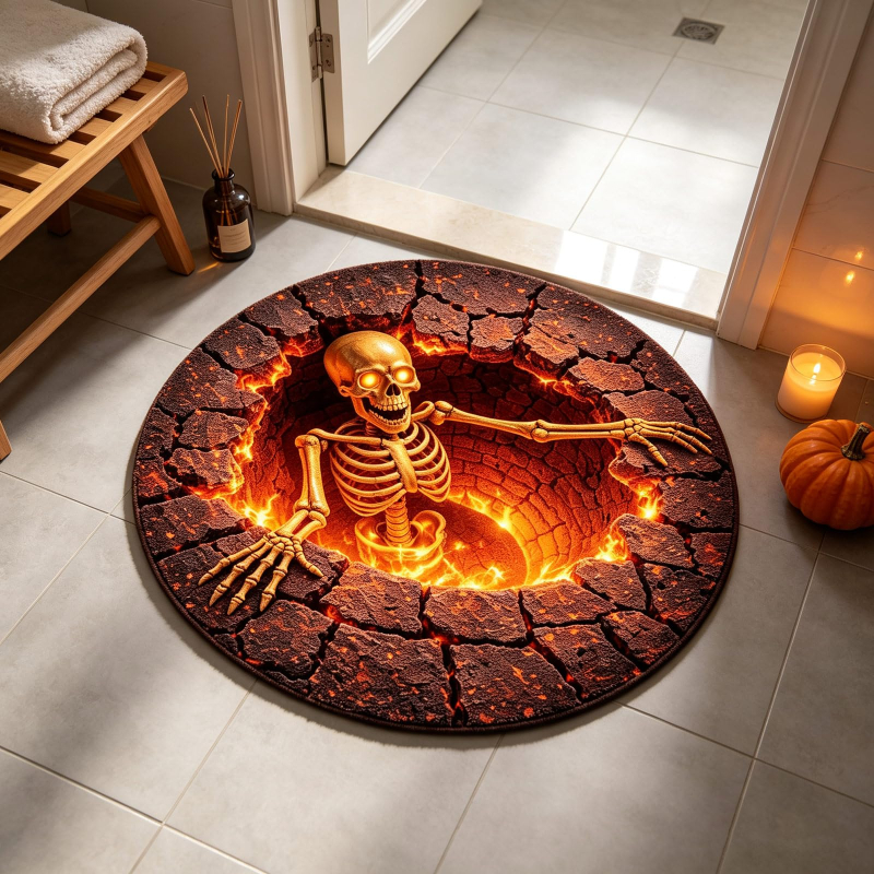 Optical Illusion Round Rug, 3D Vortex Illusion Carpet, Non‑Slip Floor Mat for Bedroom Living Room Porch Terrace Entrance Home Decor