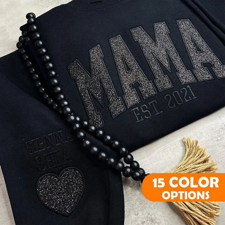 Custom Embroidered Glitter Vinyl MAMA Sweatshirt-Gift For Mom & Grandma Mother's Day Gift