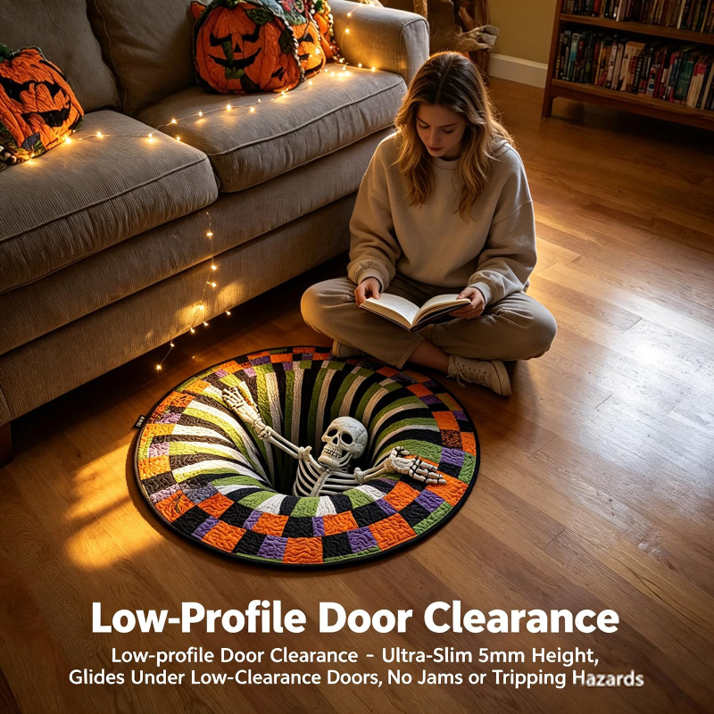 櫨Hot Sale 3D Skeleton Vortex Halloween Round Rug | Optical Illusion Non窶全lip Mat, Limited Stock
