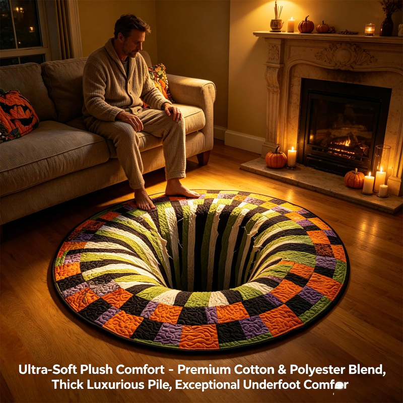 櫨Hot Sale 3D Skeleton Vortex Halloween Round Rug | Optical Illusion Non窶全lip Mat, Limited Stock