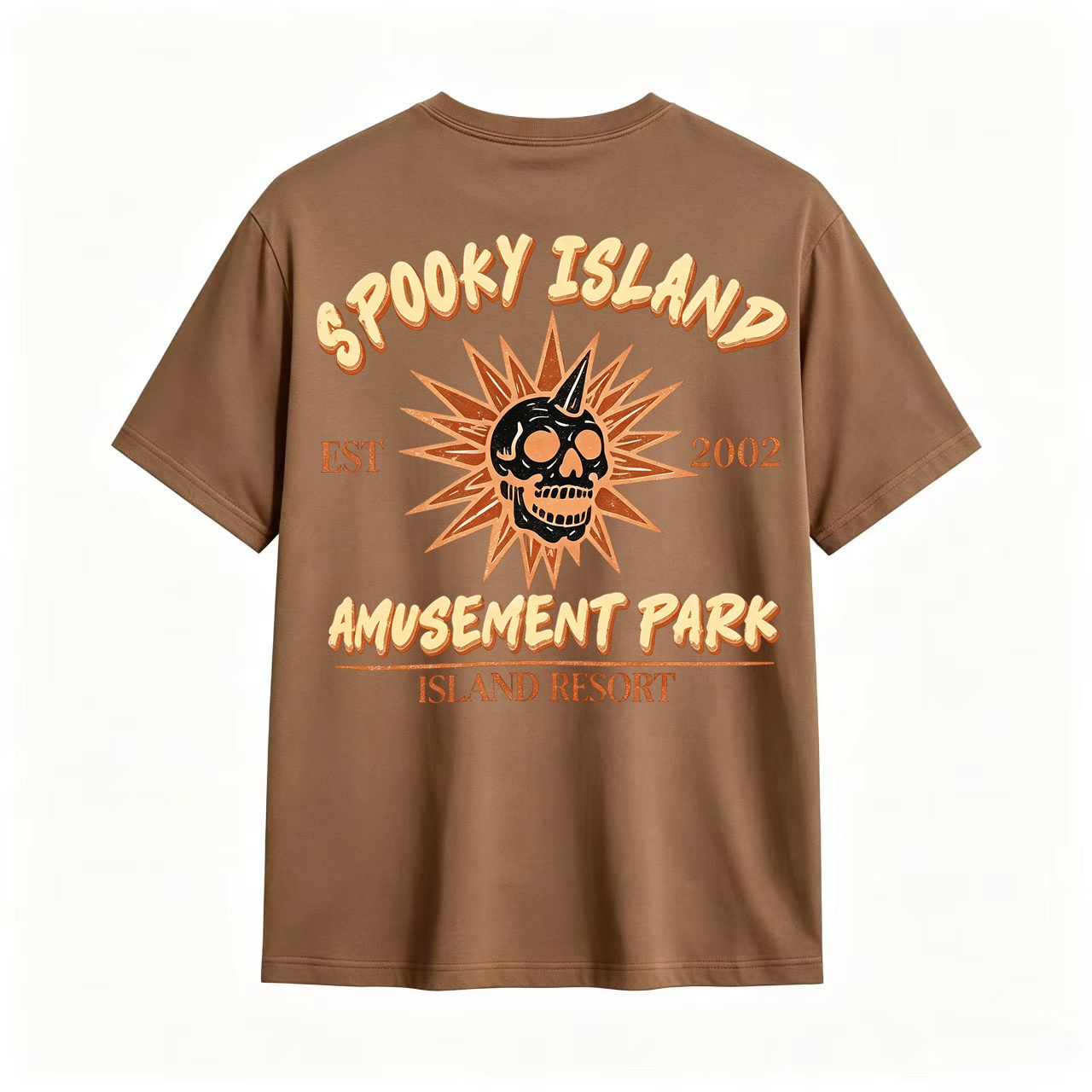 Spooky Island Amusement Park EST 2002 Skull Vintage Horror Graphic T-Shirt