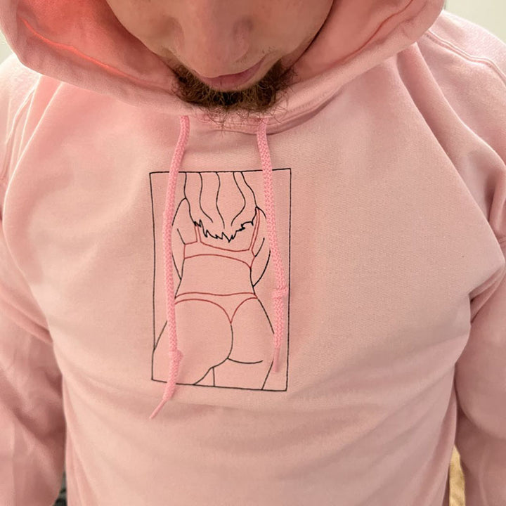 Custom Spicy Embroidered Portrait Hoodie Crewneck Sweatshirt Valentine Gift For Boyfriend Husband
