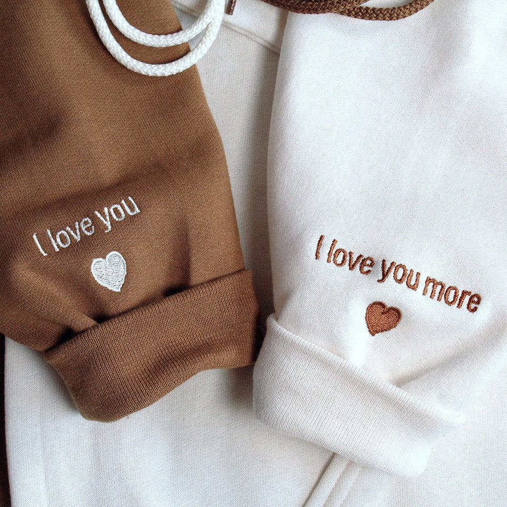 Personalized Embroidered Roman Numeral Matching Hoodie Sweatshirt Valentines Day Couple Gifts
