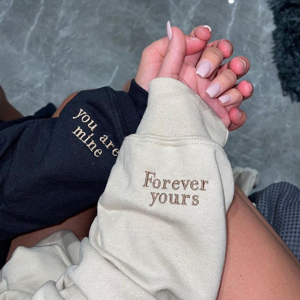 Personalized Embroidered Roman Numeral Matching Hoodie Sweatshirt Valentines Day Couple Gifts