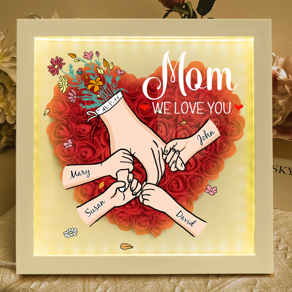 Family love blooms forever – Personalized flower box for mom and grandma with names