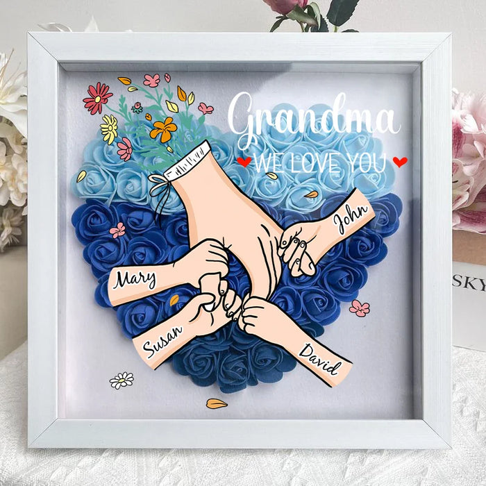 Family love blooms forever – Personalized flower box for mom and grandma with names