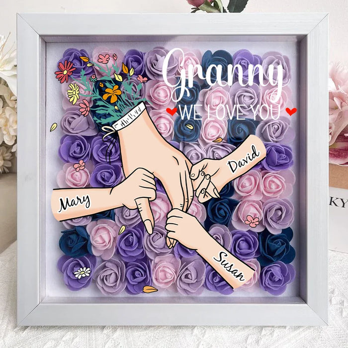 Family love blooms forever – Personalized flower box for mom and grandma with names