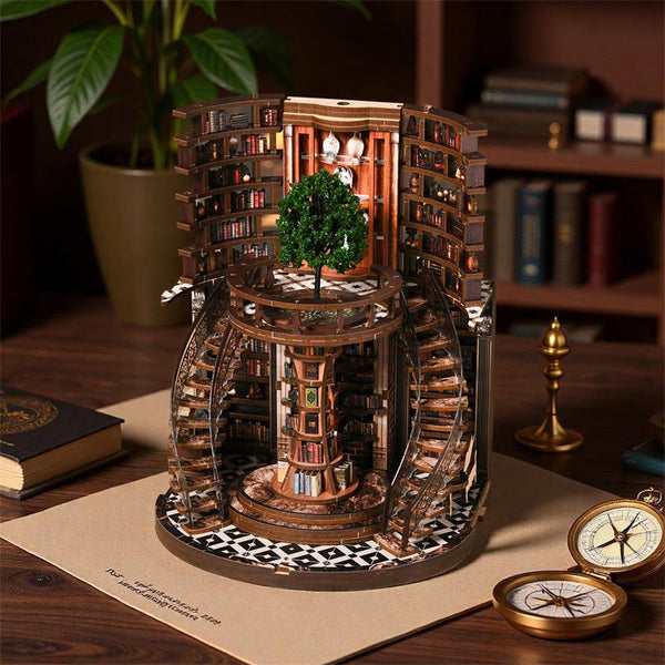Wisdom Rings Library 3D Wooden Puzzle Gift For Diy Fans Book Reader Birthday Christmas Gift
