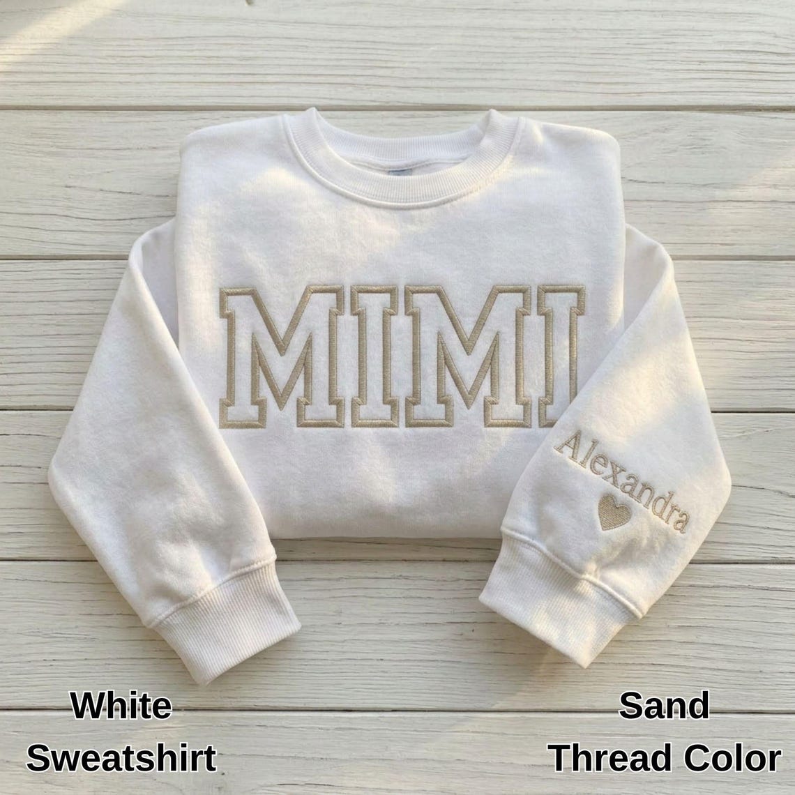 Custom Gigi Mimi Mama Grandma Embroidered Sweatshirt & Hoodie Mothers Day Gifts for Her Personalized Embroidery Grandma Crewneck