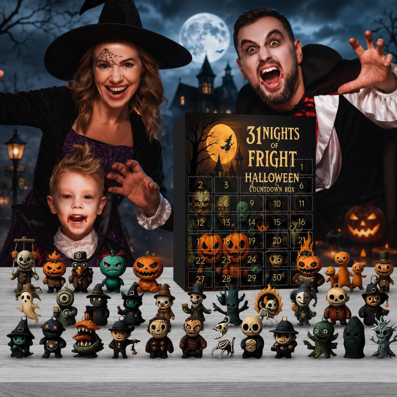 31 Nights of Fright Halloween Countdown Box, Horror Figurines Advent Calendar, Spooky Mini Collectible Decor for Halloween