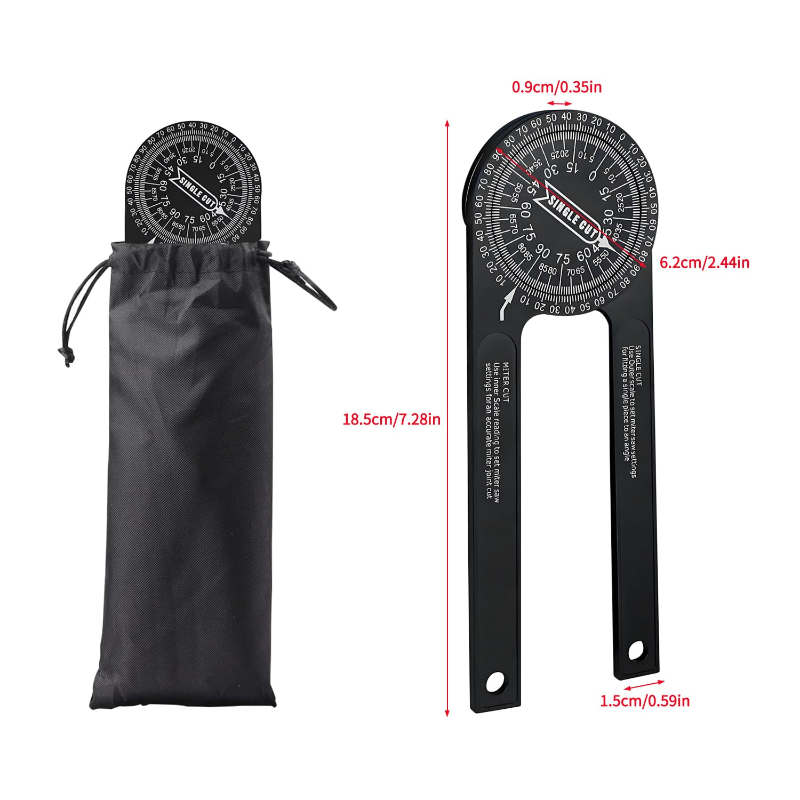 7-Inch Aluminum Miter Saw Protractor | Precision Laser Engraved Scale, Inside & Outside Corner Angle Finder, Professional Measuring Tool for Carpenters, Plumbers & Construction Works
