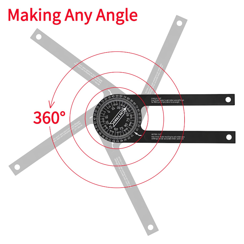 7-Inch Aluminum Miter Saw Protractor | Precision Laser Engraved Scale, Inside & Outside Corner Angle Finder, Professional Measuring Tool for Carpenters, Plumbers & Construction Works