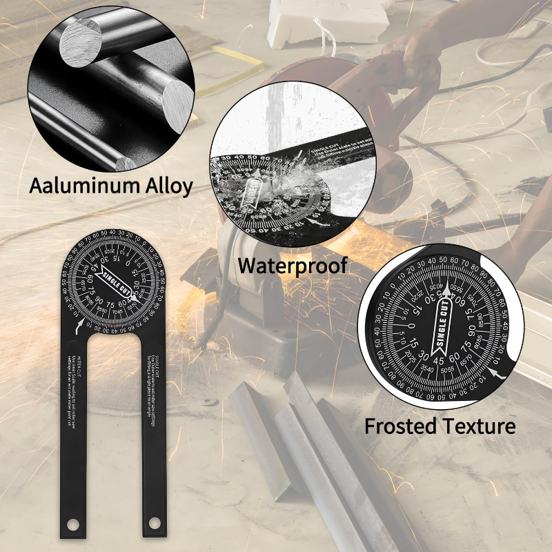 7-Inch Aluminum Miter Saw Protractor | Precision Laser Engraved Scale, Inside & Outside Corner Angle Finder, Professional Measuring Tool for Carpenters, Plumbers & Construction Works