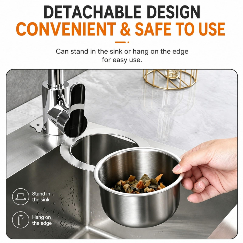 Swan‑Shaped Faucet‑Hanging Stainless Steel Sink Strainer