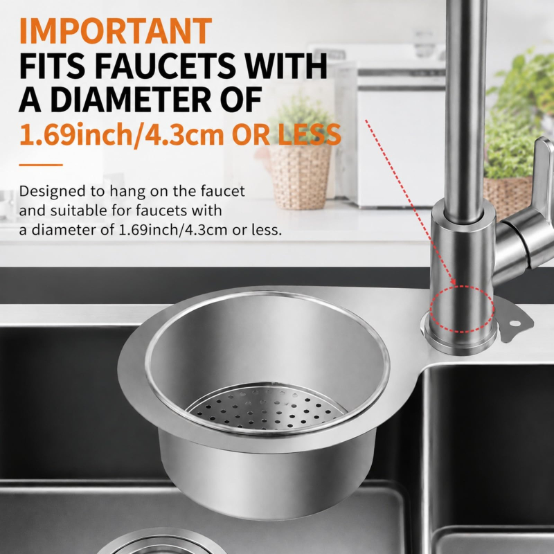 Swan‑Shaped Faucet‑Hanging Stainless Steel Sink Strainer