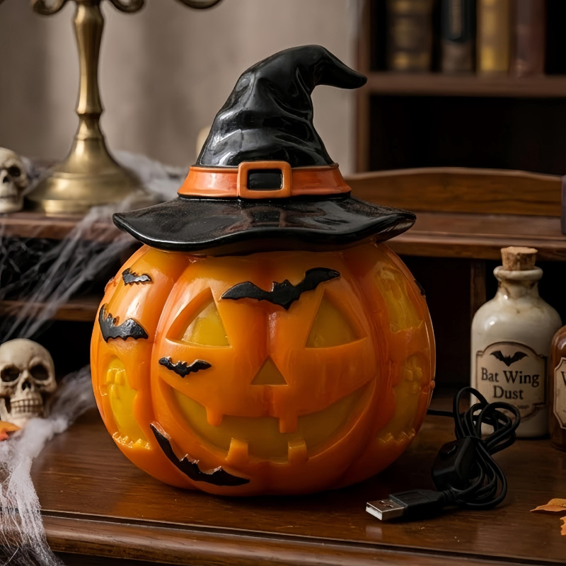 👻Halloween Stained‑Glass Style Table Lamp, USB Powered Pumpkin & Skeleton Desk Light, 4 Designs Available