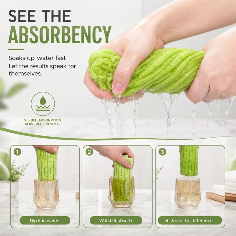 Tearable Microfiber Cleaning Cloth Roll, Reusable Lazy Dish Towels, Super Absorbent Lint‑Free Kitchen Rags for Oil & Furniture