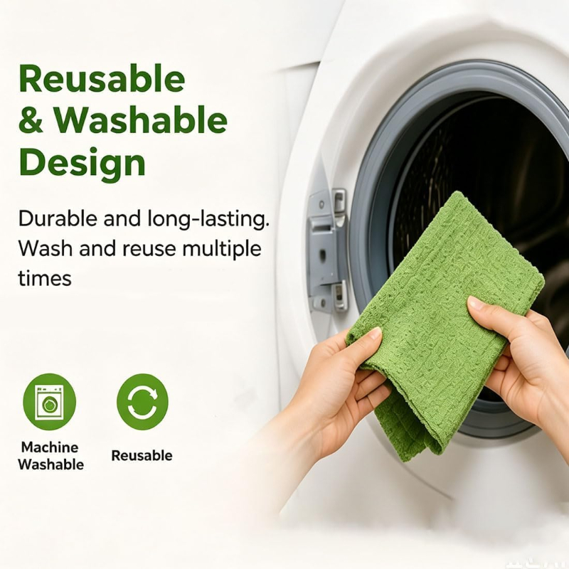 Tearable Microfiber Cleaning Cloth Roll, Reusable Lazy Dish Towels, Super Absorbent Lint‑Free Kitchen Rags for Oil & Furniture