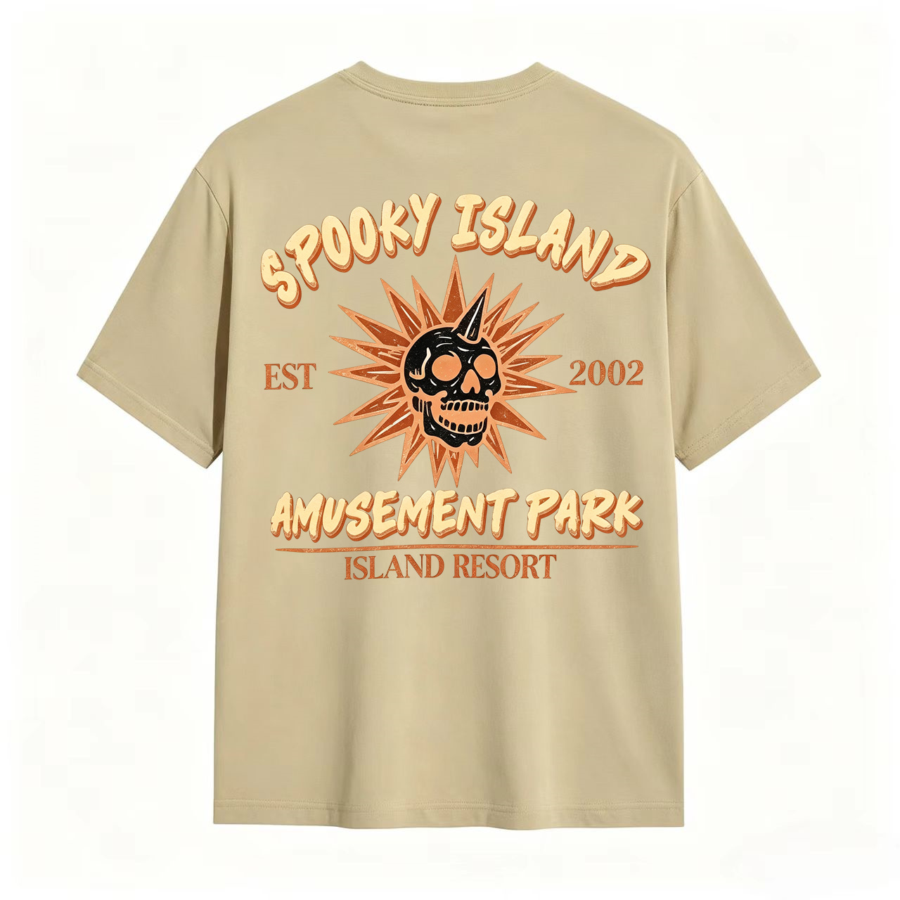 Spooky Island Amusement Park EST 2002 Skull Vintage Horror Graphic T-Shirt