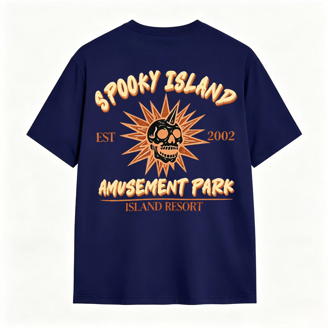 Spooky Island Amusement Park EST 2002 Skull Vintage Horror Graphic T-Shirt
