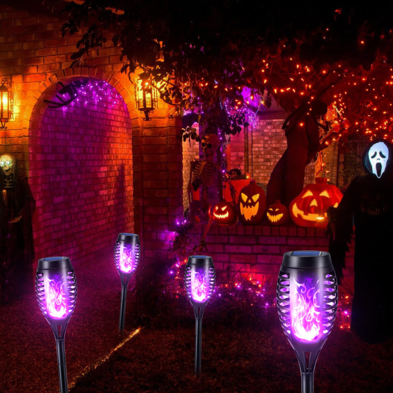 Halloween Outdoor Solar Flickering Flame Torch Lights Waterproof Garden Yard Pathway Decor	SKAZ018