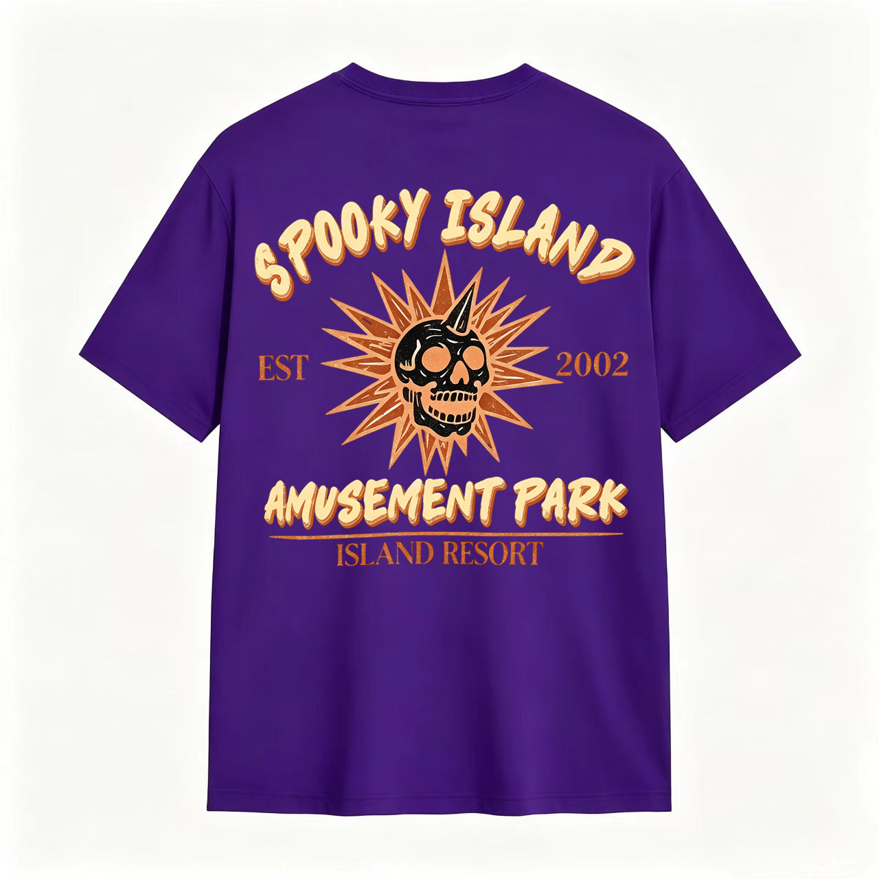 Spooky Island Amusement Park EST 2002 Skull Vintage Horror Graphic T-Shirt