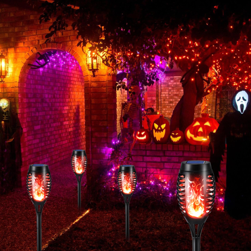 Halloween Outdoor Solar Flickering Flame Torch Lights Waterproof Garden Yard Pathway Decor	SKAZ018