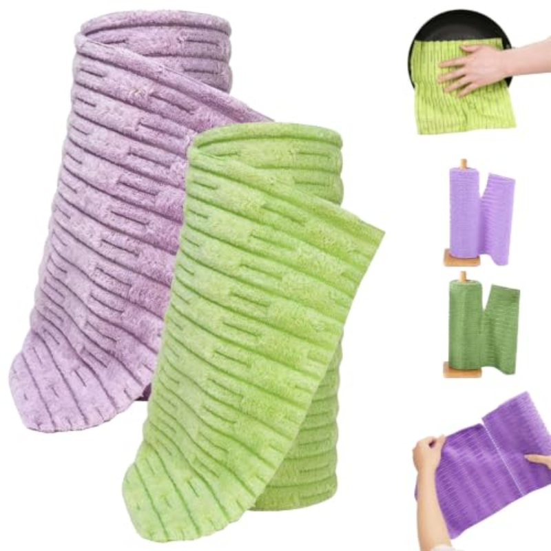 Tearable Microfiber Cleaning Cloth Roll, Reusable Lazy Dish Towels, Super Absorbent Lint‑Free Kitchen Rags for Oil & Furniture