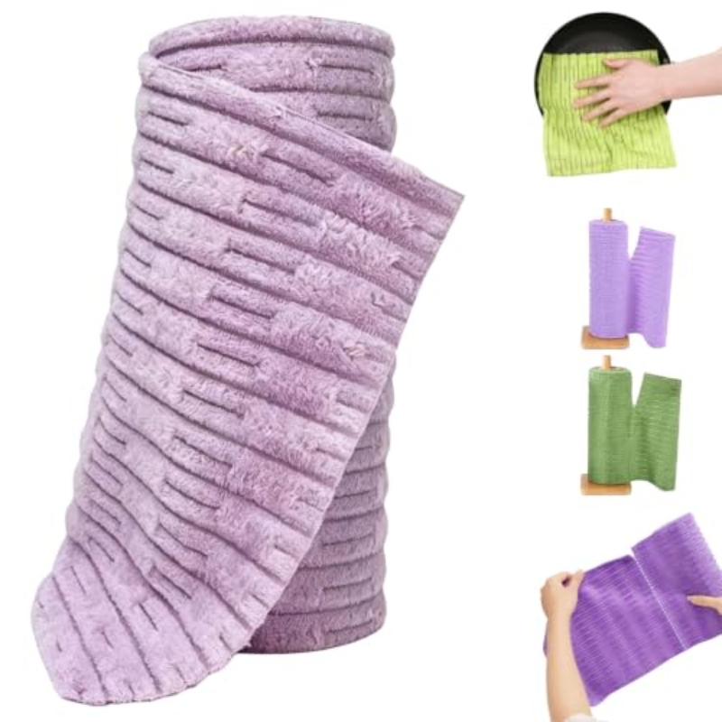 Tearable Microfiber Cleaning Cloth Roll, Reusable Lazy Dish Towels, Super Absorbent Lint‑Free Kitchen Rags for Oil & Furniture