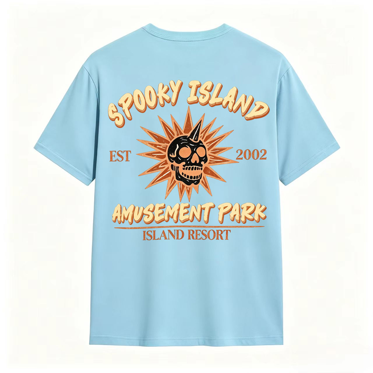 Spooky Island Amusement Park EST 2002 Skull Vintage Horror Graphic T-Shirt