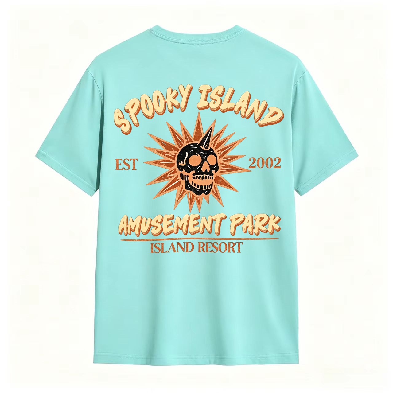 Spooky Island Amusement Park EST 2002 Skull Vintage Horror Graphic T-Shirt