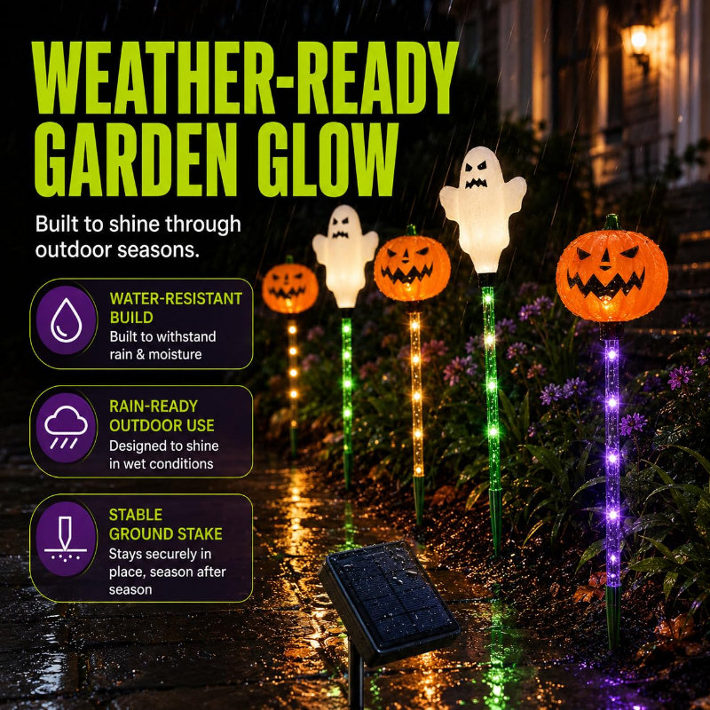 🔥Bestseller🔥 ｜ 6 Pack Solar Halloween Garden Stake Lights👻 8 Modes Pumpkin Ghost Witch Hat Lantern, Waterproof Solar Pathway Lights for Yard Lawn Porch Halloween Outdoor Decor