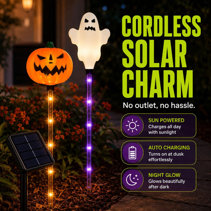 🔥Bestseller🔥 ｜ 6 Pack Solar Halloween Garden Stake Lights👻 8 Modes Pumpkin Ghost Witch Hat Lantern, Waterproof Solar Pathway Lights for Yard Lawn Porch Halloween Outdoor Decor
