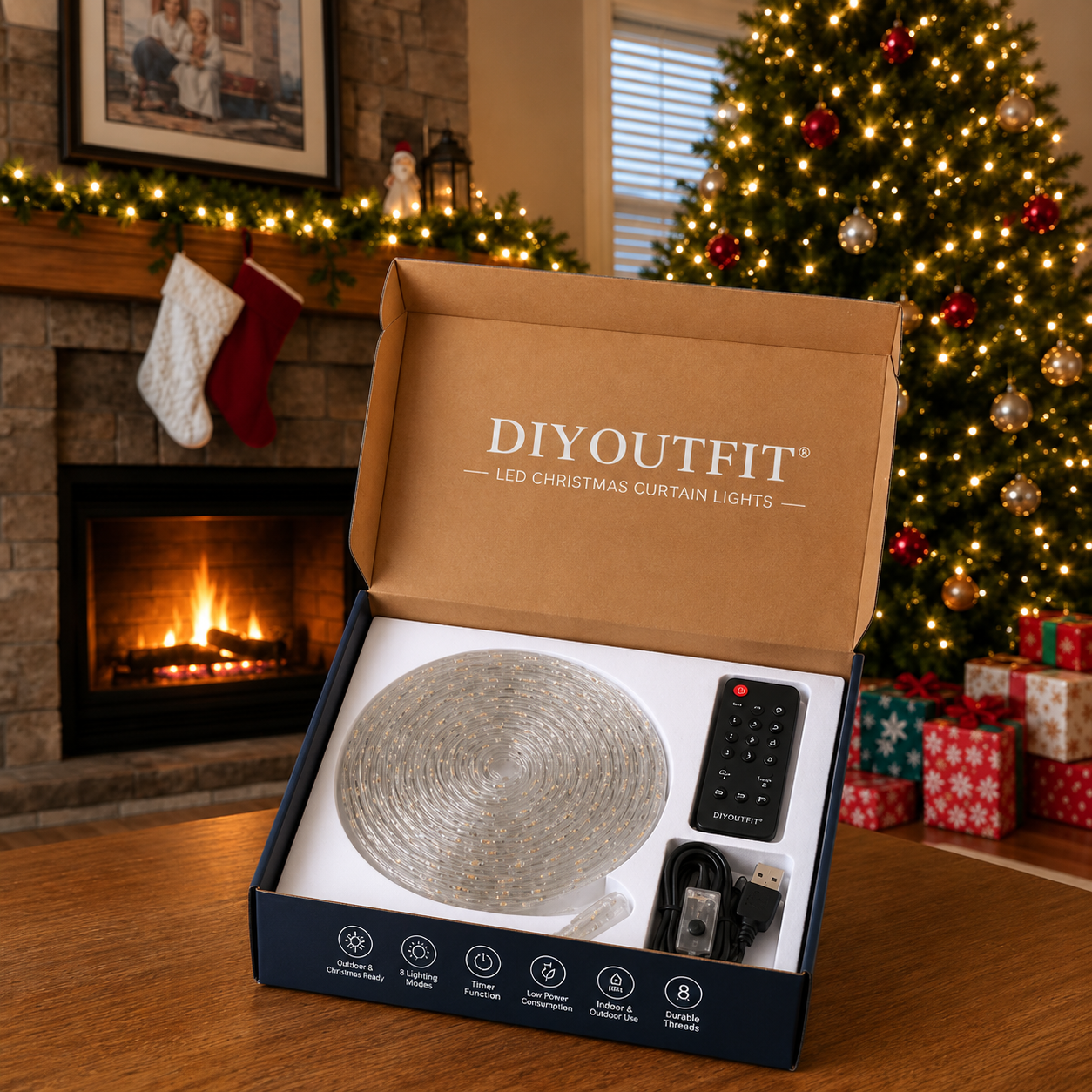 DIYoutfit Glow The Halls Programmable LED Pixel Curtain Lights 🎄  ✨ App‑Controlled Outdoor Christmas Wall Display