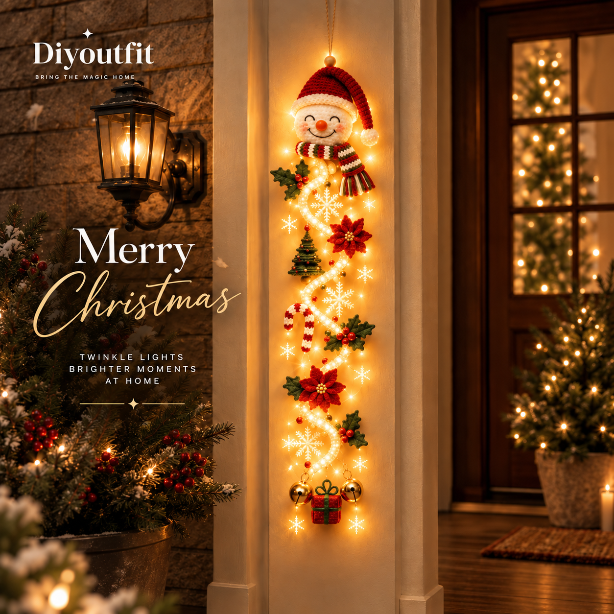 🔥Limited time 49% OFF -✨🎄Light‑Up Glowing Christmas Door Hanger - Festive Home Decor