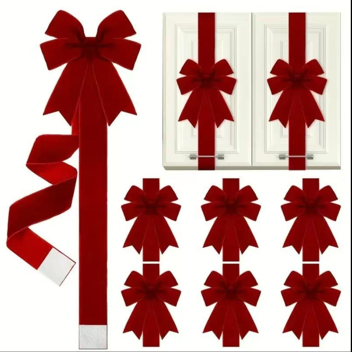 Christmas Velvet Cabinet Bow