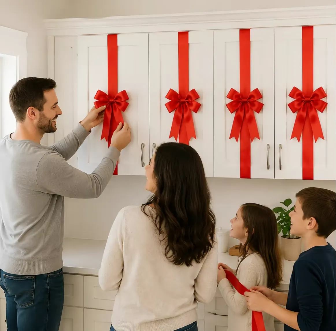 Christmas Velvet Cabinet Bow